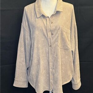 Star Corduroy Button-Up Shirt Jacket